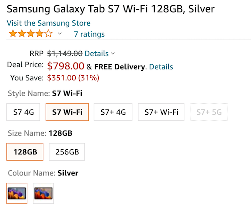 Samsung 三星 Galaxy Tab S7 11寸平板电脑 128GB WiFi版 - 7折优惠！