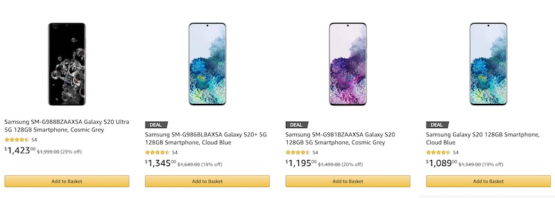 Amazon AU：三星 Samsung Galaxy S20 系列 旗舰智能手机 – 8折优惠！
