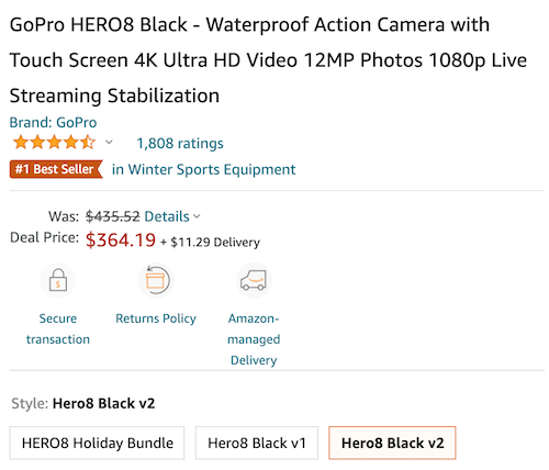 GoPro Hero8 Black 运动相机 – 8折优惠！
