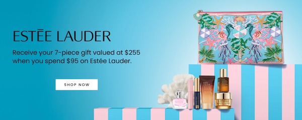 澳洲商城 Myer：Estée Lauder 雅诗兰黛品牌化妆品 满赠活动：购物满$95即送大礼包8件套！