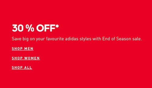 阿迪达斯 Adidas 澳洲官网季末活动：基本全场所有正价商品 – 7折优惠！