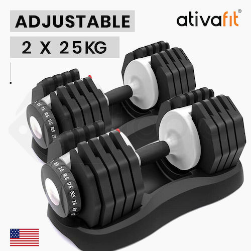 ATIVAFIT 快速可调节哑铃 家用健身哑铃 2x 25kg  –  4折优惠！