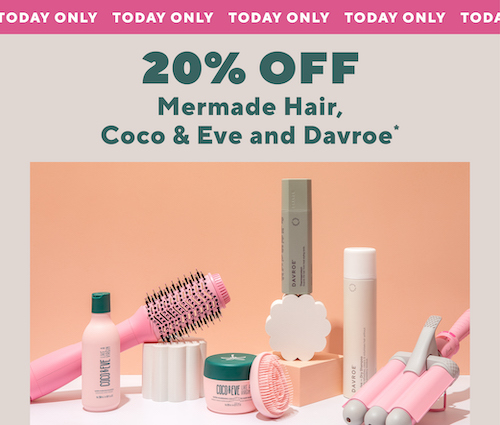 Adore Beauty：Mermade Hair、Coco & Eve 及 Davroe 品牌美发护发类商品 – 8折优惠！