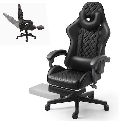 YESDEX 人体工学游戏座椅 办公座椅 带腰托、头垫、脚蹬 – 6折优惠！