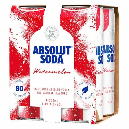 Absolut Vodka Soda & Watermelon 苏打及西瓜风味伏特加 250mL*24 – 5折优惠！