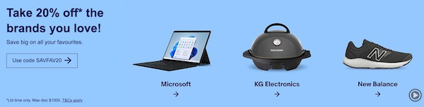 K.G.Electronic、Microsoft 及 NewBalance eBay 店：全场所有商品 – 额外8折优惠！
