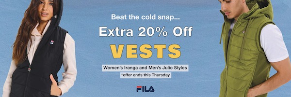 时尚运动品牌 FILA 斐乐 澳洲官网活动：部分精选冬季夹克 – 额外8折优惠！