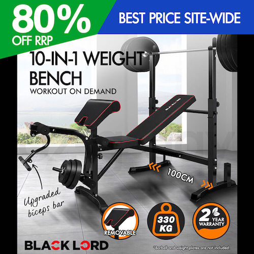 BLACK LORD 10合1 卧推架 家庭健身器材 – 6折优惠！