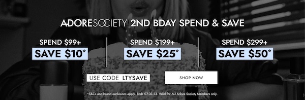 化妆品网站 Adore Beauty 满减活动：购物满$99 – 立减$10！