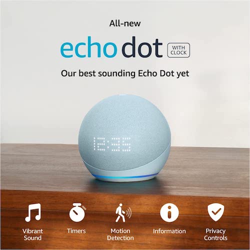亚马逊 Echo Dot 第5代 智能管家音箱 时钟款 – 5折优惠！