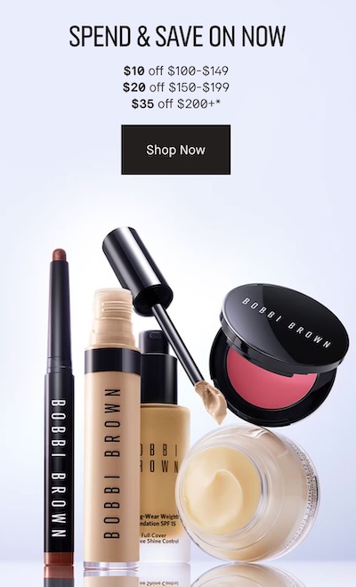 美妆品牌 BobbiBrown 芭比布朗澳洲官网满减活动：购物满$100 – 立减$10！