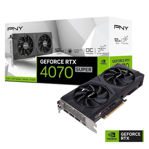 PNY 必恩威 GeForce RTX 4070 SUPER 12GB GDDR6X 超频双风扇显卡 – 8折优惠！