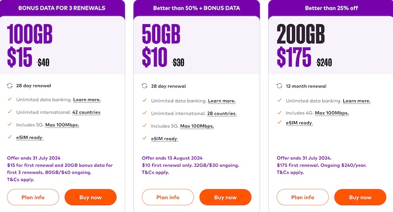 Amaysim Prepaid 套餐低至4折优惠：Unlimited Talk + 50GB流量 – 首月只要$10！