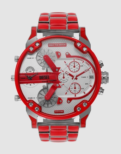 Diesel 迪赛 Mr. Daddy 2.0 男款时尚腕表 超大计时码表 不锈钢表带 红色款 – 5折优惠！