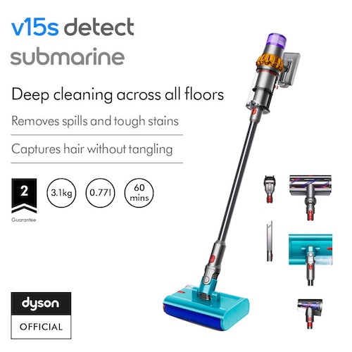 戴森 Dyson V15s Detect Submarine Absolute 全新干湿洗地吸尘器 – 6折优惠！