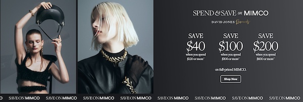 David Jones：时尚品牌 Mimco 满减活动 – 最高可立减$200！