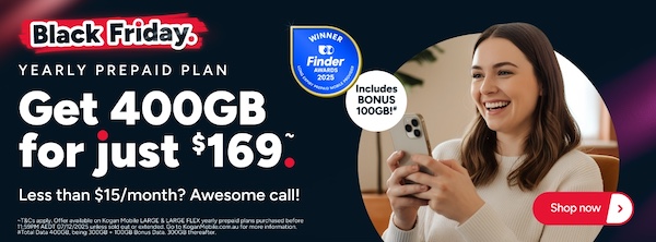 Kogan Mobile 一年期预付电话卡 – 6折优惠！