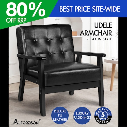 ALFORDSON 木制扶手椅 PU皮革沙发椅 – 2折优惠！