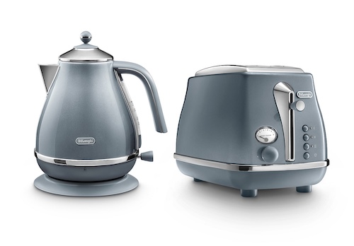 Delonghi Icona Metallics系列 2 Slice Toaster & Kettle 烤面包机及热水壶早餐套装 – 4折优惠！