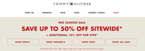 时尚品牌 Tommy Hilfiger 澳洲官网季中活动：全场所有商品 – 低至5折 + 额外9折优惠！