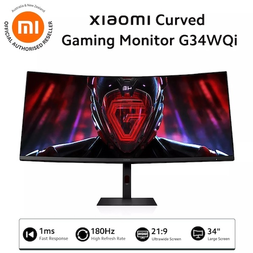 小米 G34WQi 34英寸 VA FreeSync 高清电竞显示器（3440 x 1440）180Hz – 7折优惠！