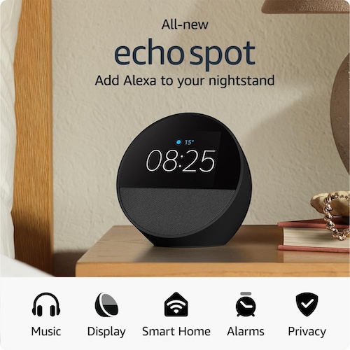 亚马逊 Amazon Echo Spot (2024 release) 时尚智能闹钟音箱 – 7折优惠！