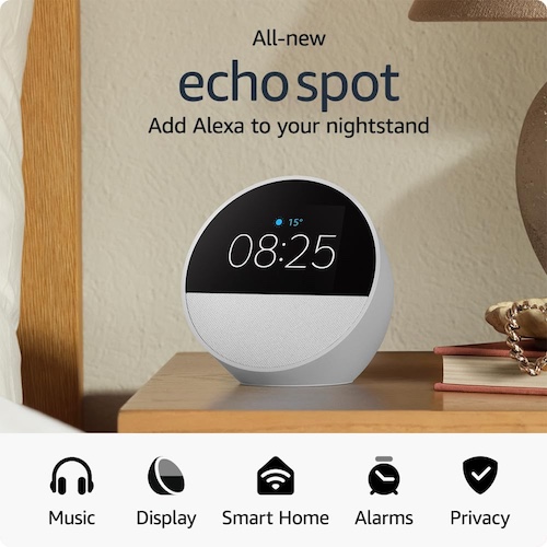 亚马逊 Amazon Echo Spot (2024 release) 时尚智能闹钟音箱 – 7折优惠！