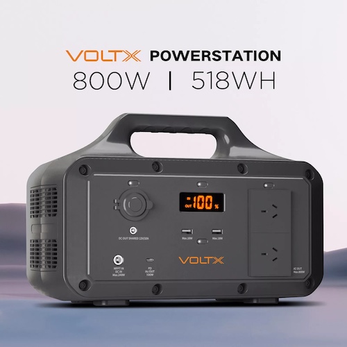 VoltX 800W 518Wh 便携式电源站 LiFePO4 电池 轻便LED露营电源 – 3折优惠！