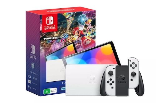 Nintendo 任天堂 Switch OLED 游戏主机 + Mario Kart 8 Deluxe 套装 – 8折优惠!