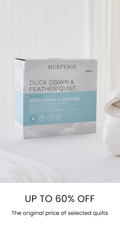 澳洲商城 Myer 官网活动：Sheridan、Heritage、Downia 等精选品牌床上用品 – 低至4折优惠！