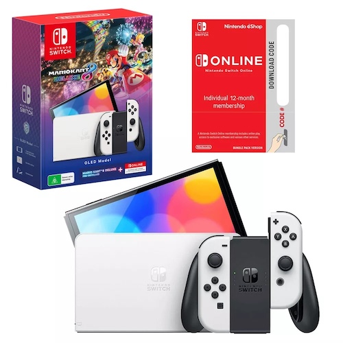Nintendo 任天堂 Switch OLED 游戏主机 + Mario Kart 8 Deluxe 套装 – 7折优惠!