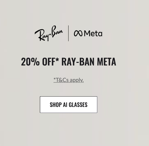 雷朋 Ray Ban Meta 智能AI眼镜 – 8折优惠！