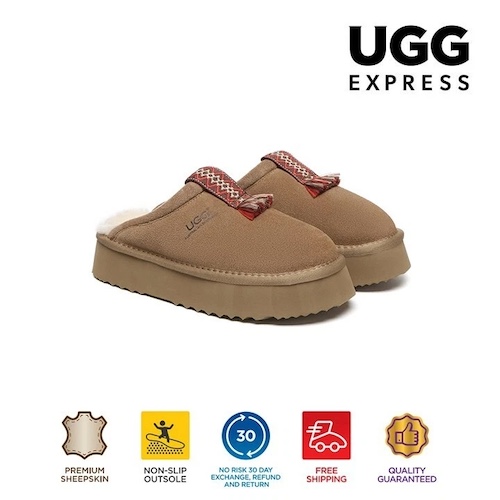 Australian Shepherd Tazzy Calla UGG 澳洲羊皮毛厚底棉拖 – 3折优惠！