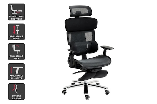 Ergolux Pro Max 人体工学办公椅 自适应腰托、Mesh 网格、多点调节 – 4折优惠!