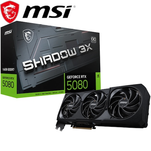 MSI 微星 GeForce RTX 5080 16GB SHADOW 3X OC GDDR7 高端独立显卡 – 85折优惠！
