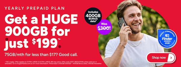 Kogan Mobile 一年期预付电话卡 – 6折优惠！