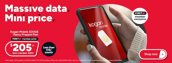 Kogan Mobile 一年期预付电话卡 – 6折优惠！