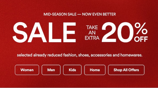 澳洲商城 David Jones 活动：部分精选特价商品 – 低至5折+额外8折优惠！