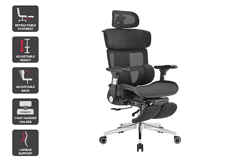 Ergolux Pro Max 人体工学办公椅 自适应腰托、Mesh 网格、多点调节 – 3折优惠！