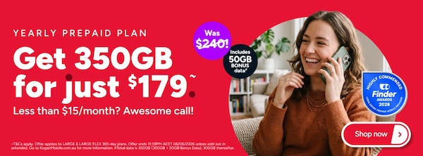 Kogan Mobile 一年期预付电话卡 – 7折优惠！